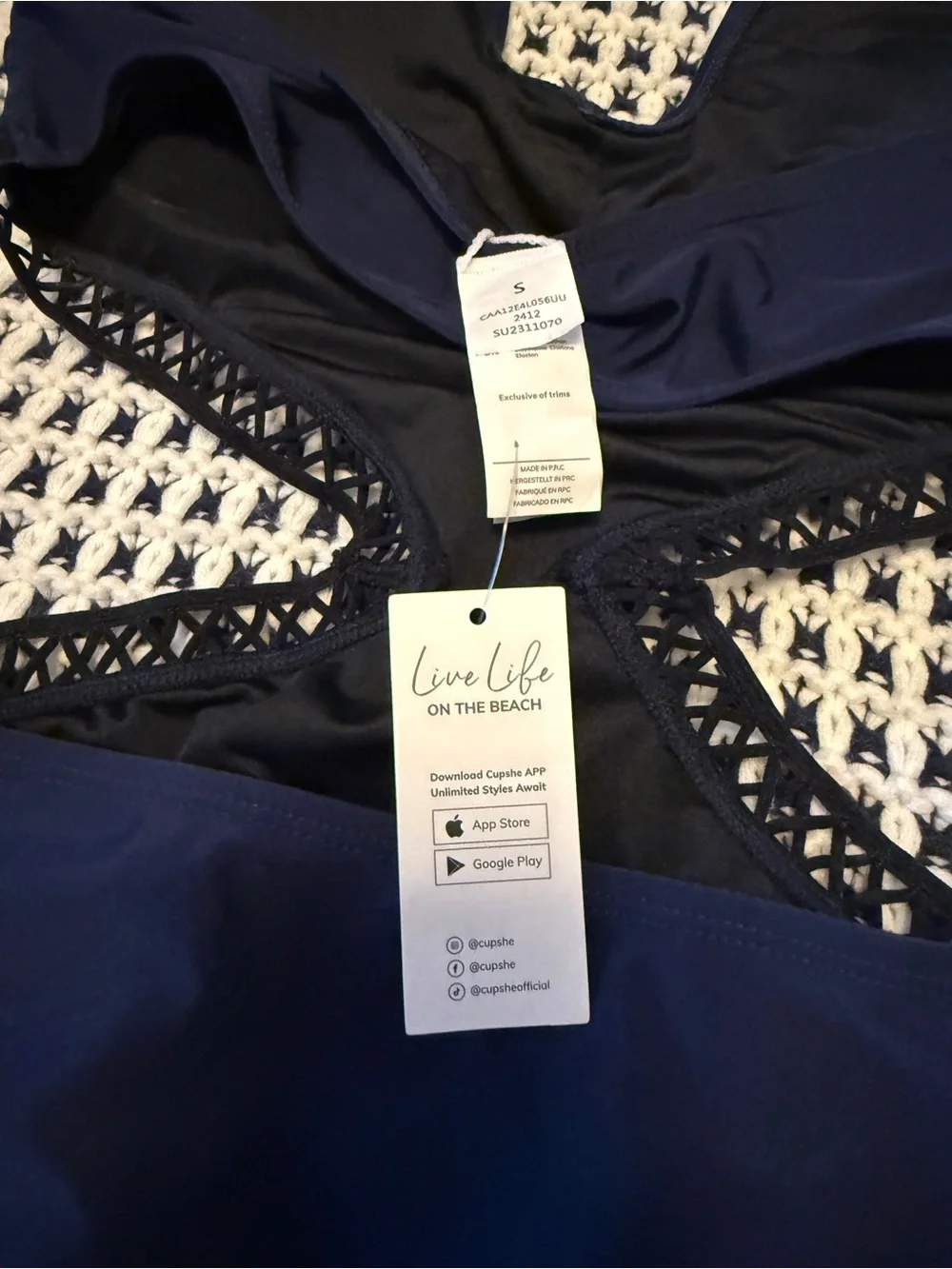 NWT - Cupshe Navy Cutout Halter One-Piece Swimsuit size Small
